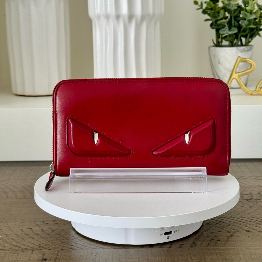 Fendi Monster Eyes Zip Around Wallet - Red - Picture 8 of 17